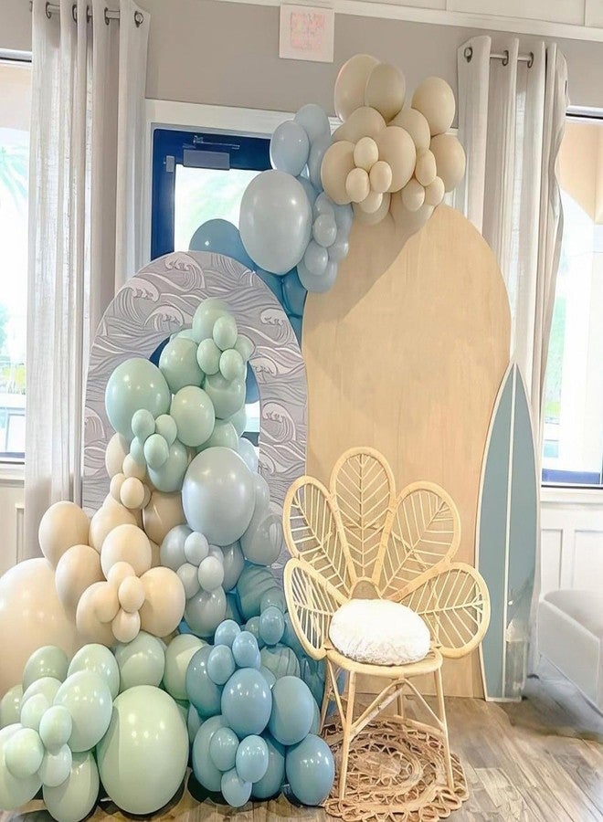 Sowide Dusty Blue Green Balloons, 50Pcs 12 Inches Baby Blue Light Green Sand White First Birthday Balloons for Boys First Birthday Decoration Party Baby Shower Graduation Decorations - Image 4